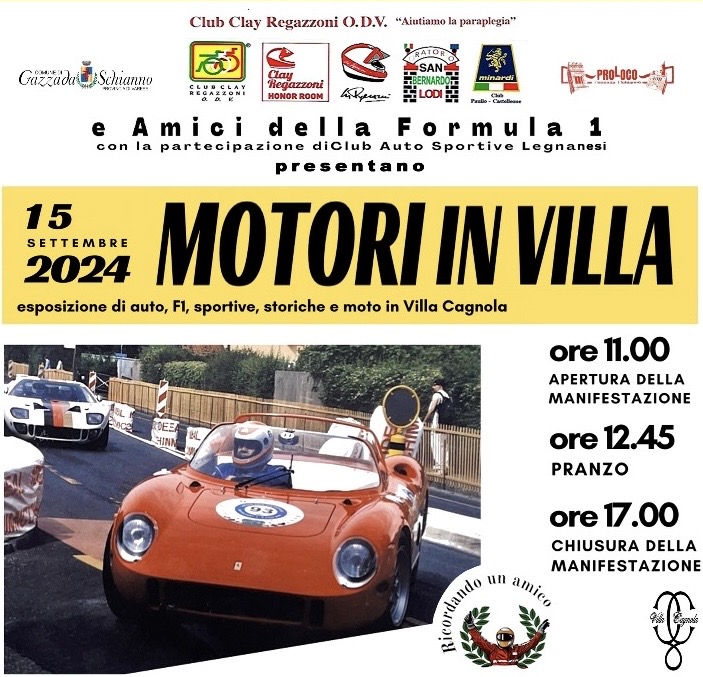 Domenica 15 settembre il ritorno di “Motori in villa”